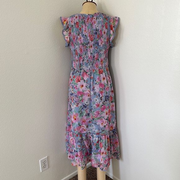 NWOT Lost and Wander Down to Earth Smocked Garden Midi Dress Size L - Picture 4 of 12